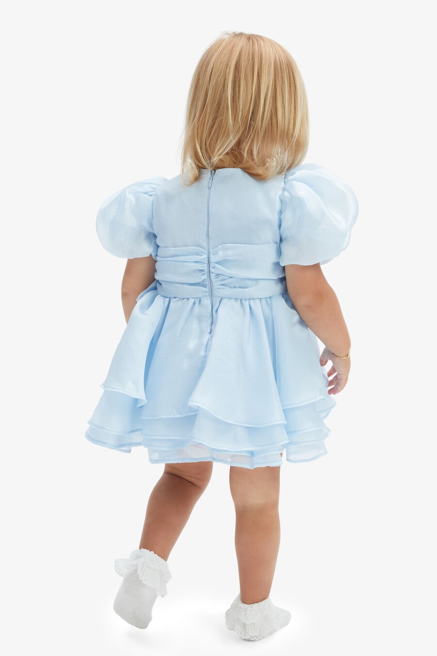 ANNABELLA  ORGANZA MINI DRESS in colour DUSTYBLUE