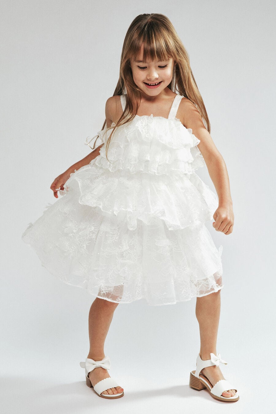 Girls Marina Tiered Lace Dress