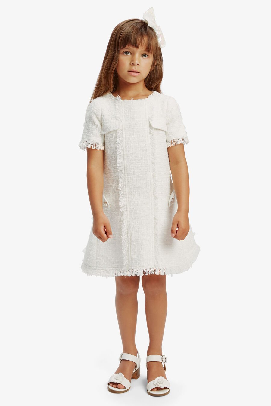 SUTTON BOUCLE DRESS in colour WHITE