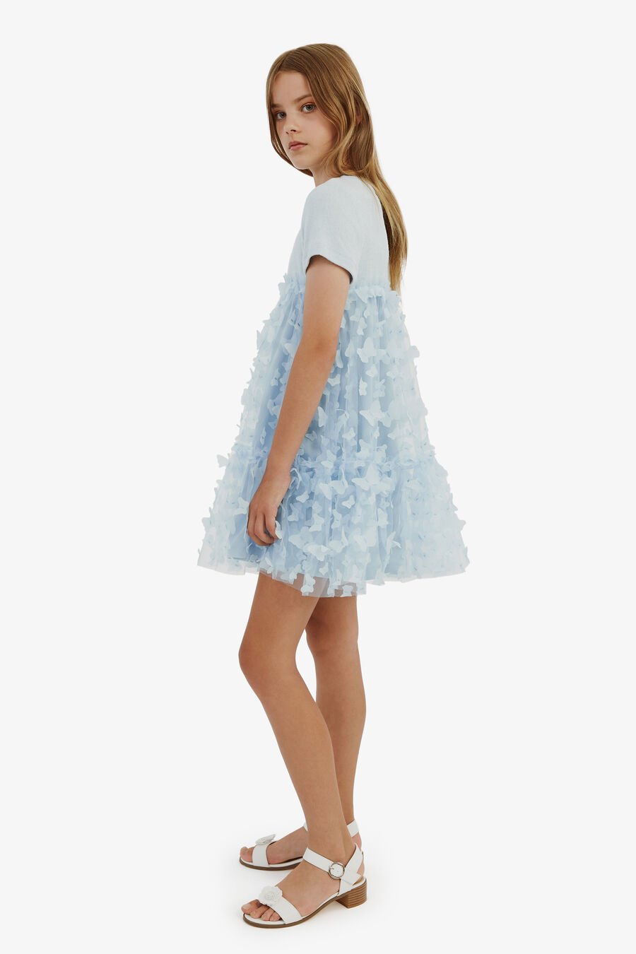 MATTIE TIERED DRESS in colour SKY BLUE