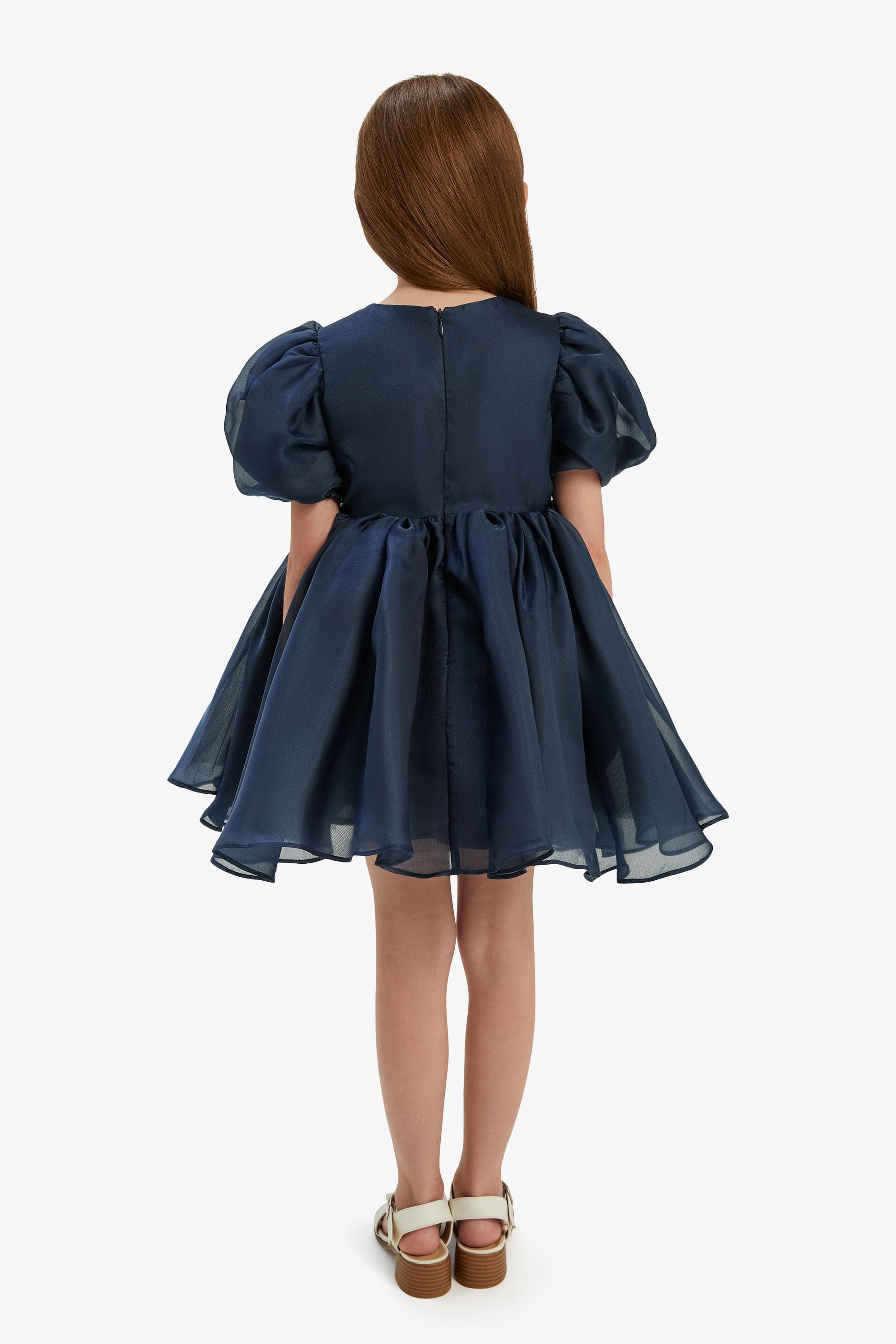 Girls Juliet Organza Mini Dress In Navy