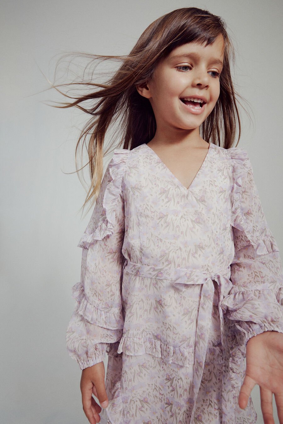 MIMI FLORAL FRILL DRESS in colour LILAC DTSY