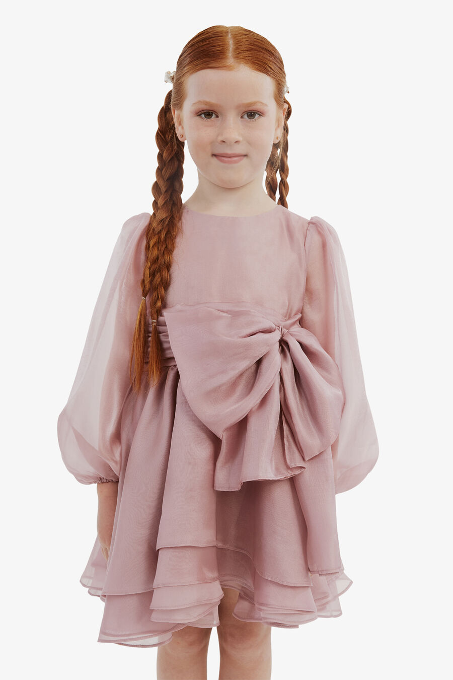 ENYA ORGANZA MINI DRESS in colour DUSTY ROSE