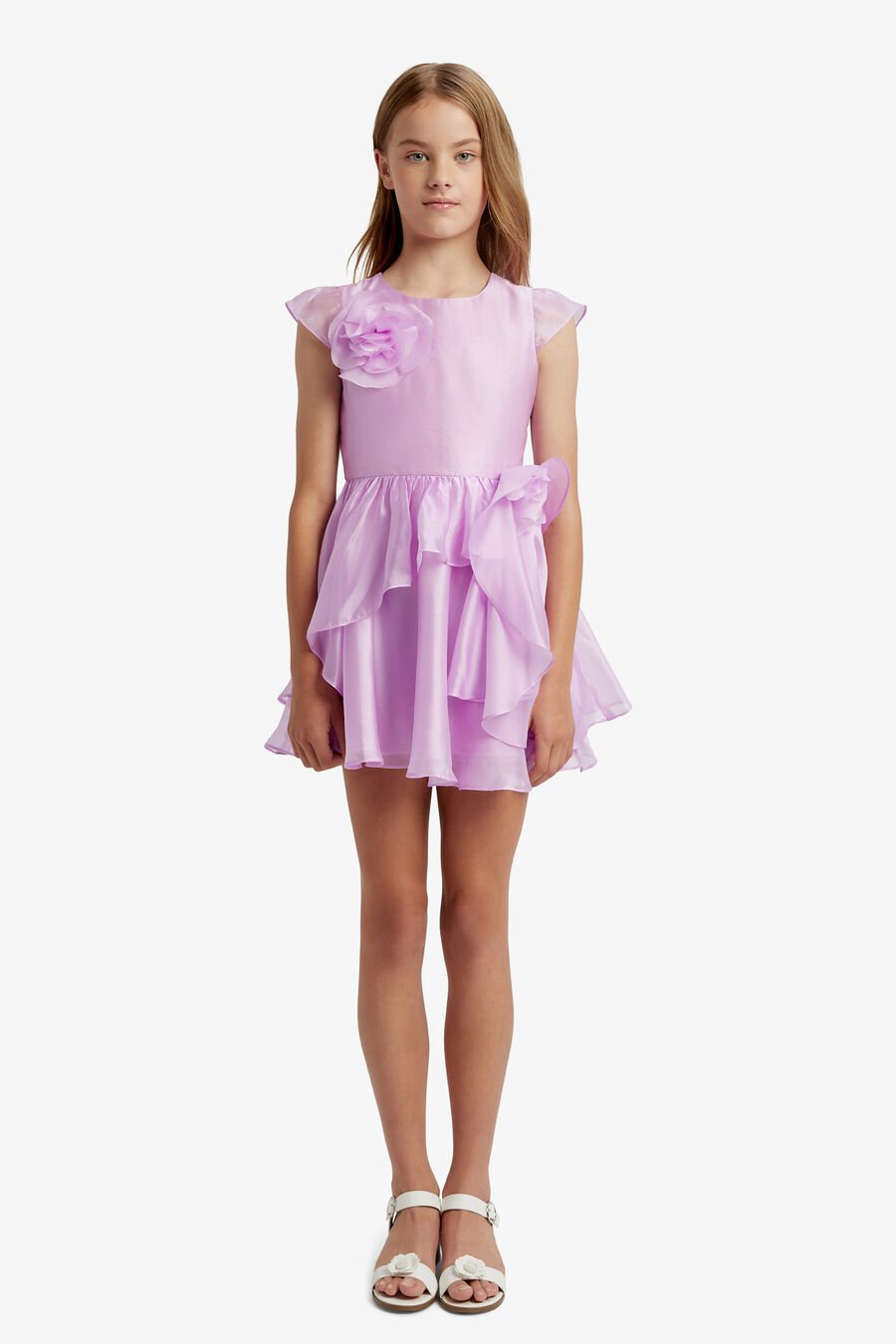 ASTRID ORGANZA FLOWER DRESS in colour LILAC