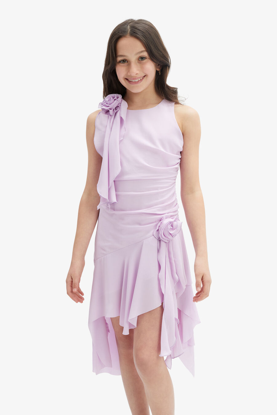 ADDISON HIGH LOW DRESS in colour LILAC LILY