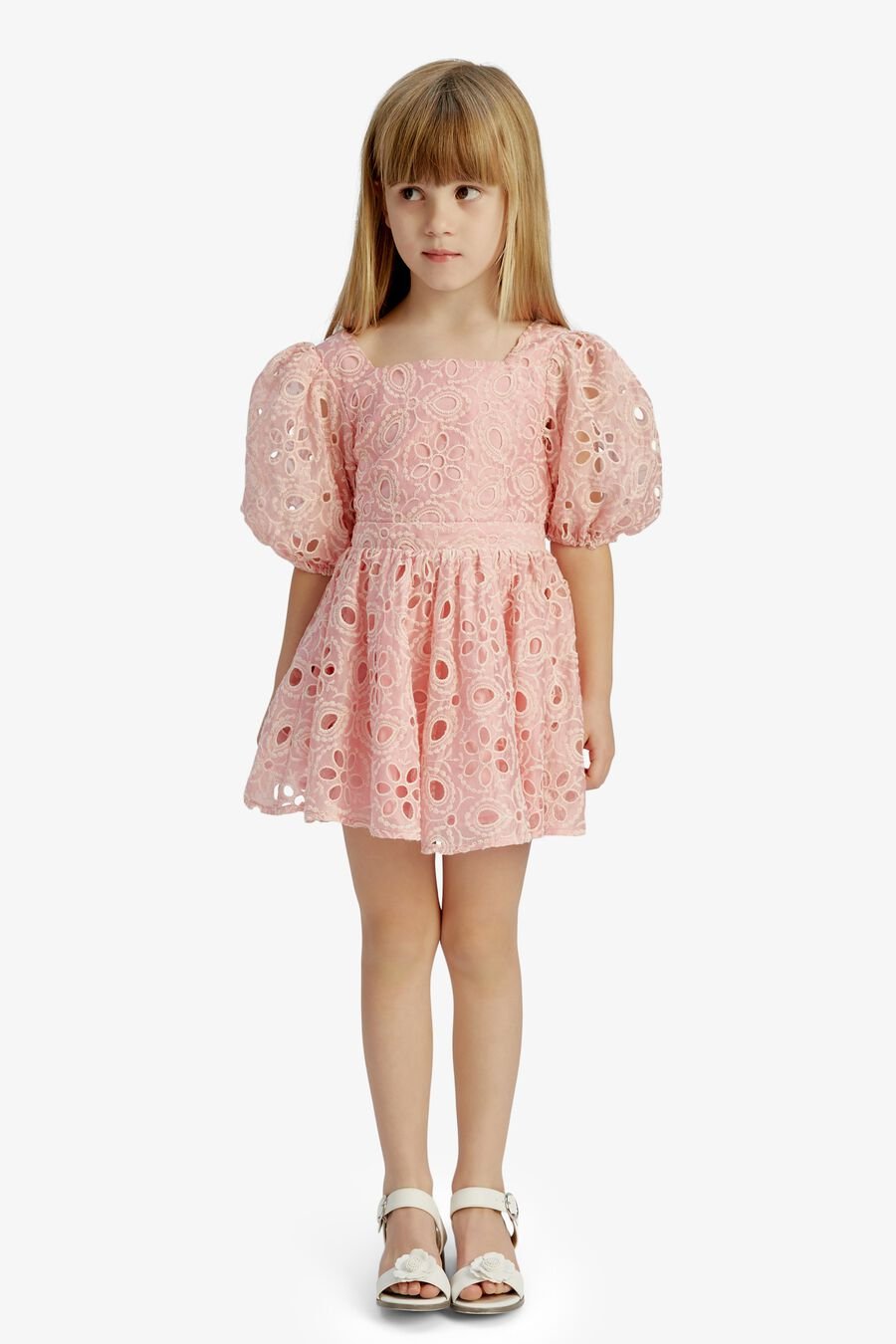 MARGO BRODERIE MINI DRESS in colour BLISS PINK