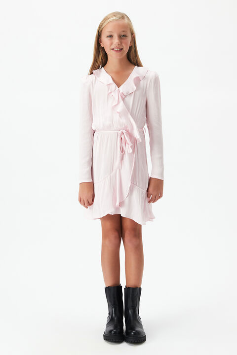 GIRLS WINONA WRAP DRESS in colour SOFT PINK