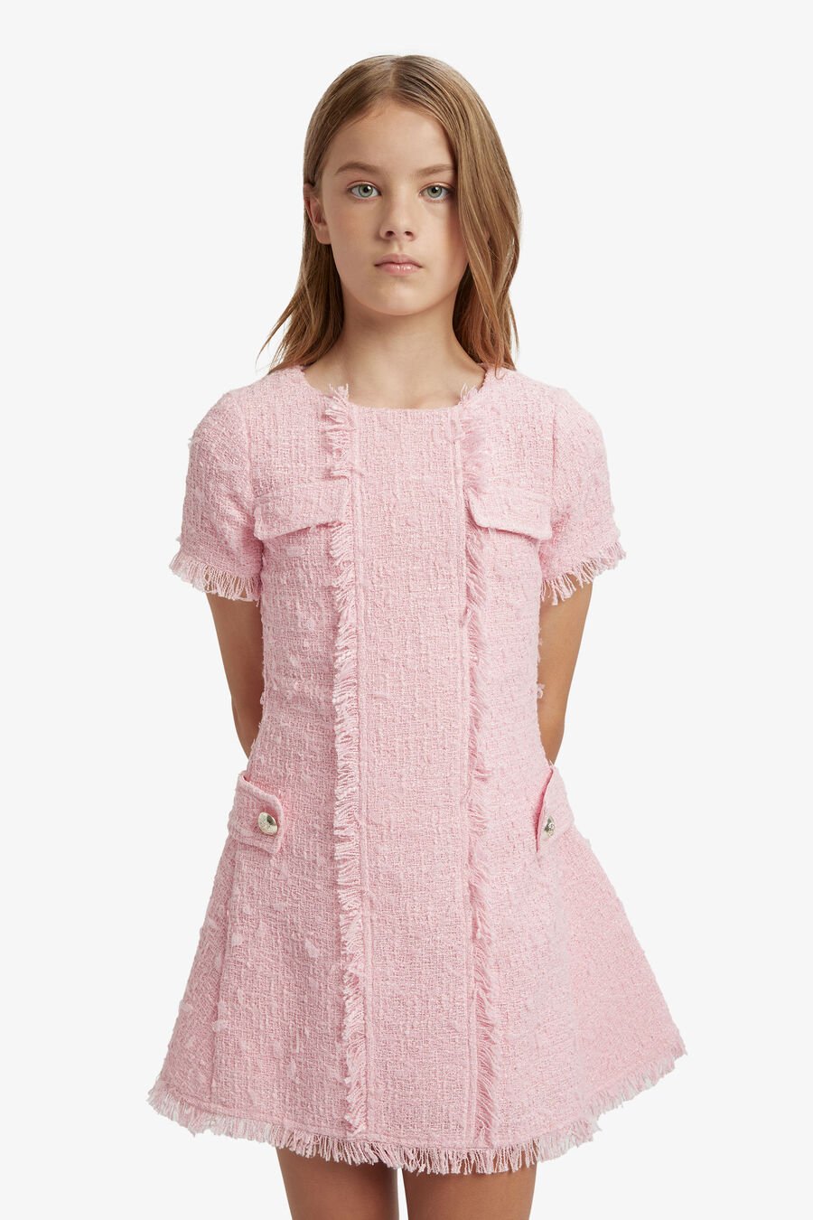 SUTTON BOUCLE DRESS in colour PINK
