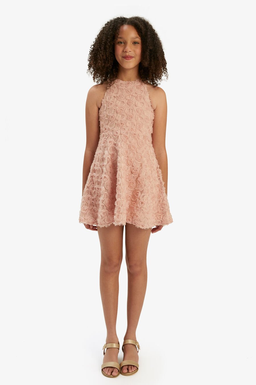 LIZELLE ROSETTE DRESS in colour DUSTY ROSE
