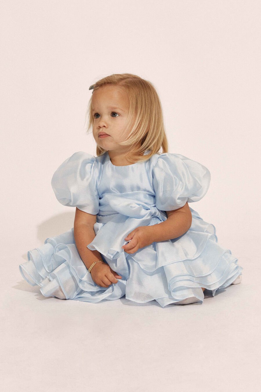 ANNABELLA  ORGANZA MINI DRESS in colour DUSTYBLUE
