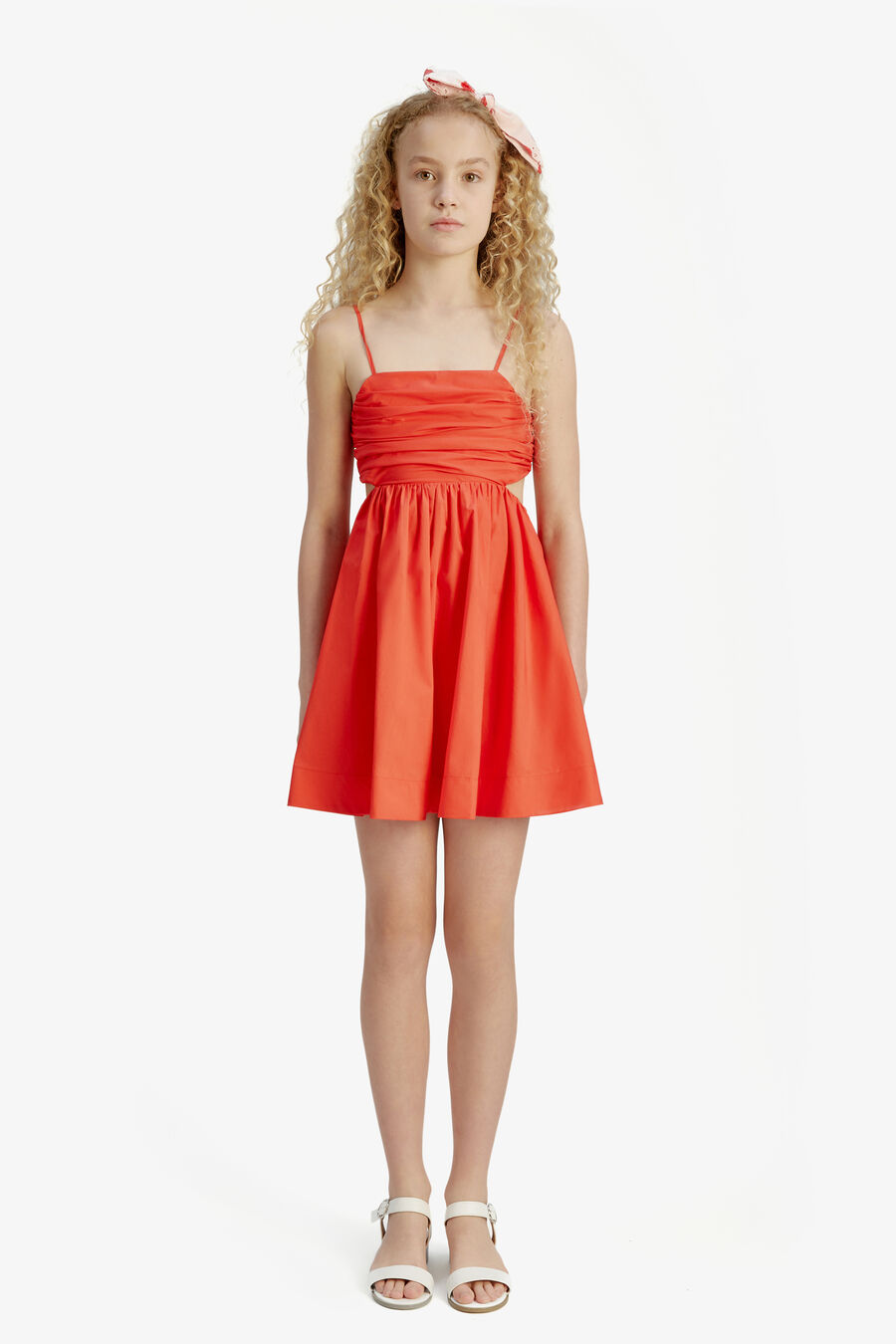 ZARELA POPLIN DRESS in colour POPPY RED