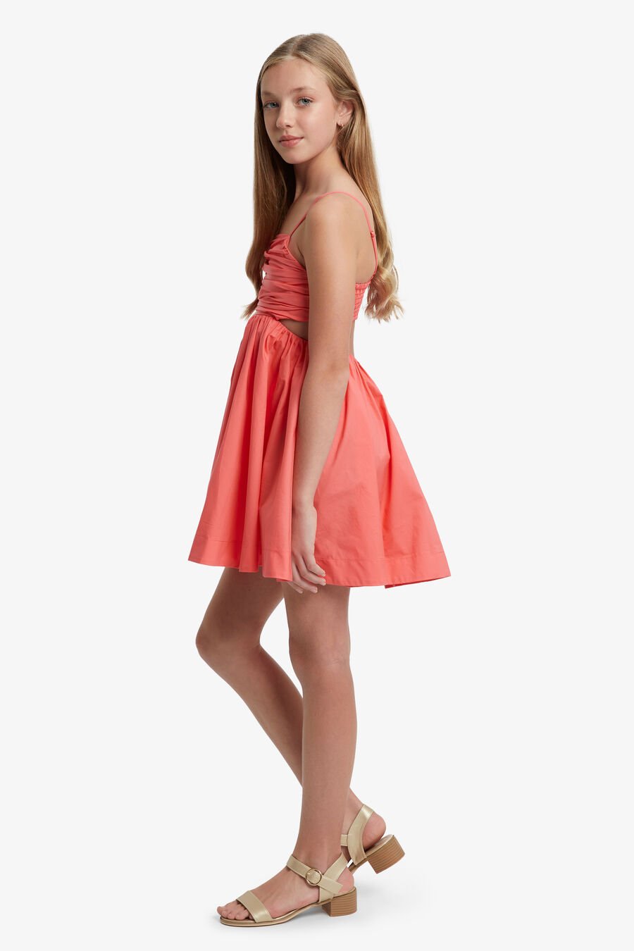 ZARELA POPLIN DRESS in colour MELON