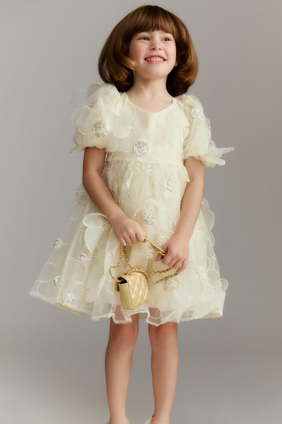 Girls Jamie Flower Heart Mini Dress