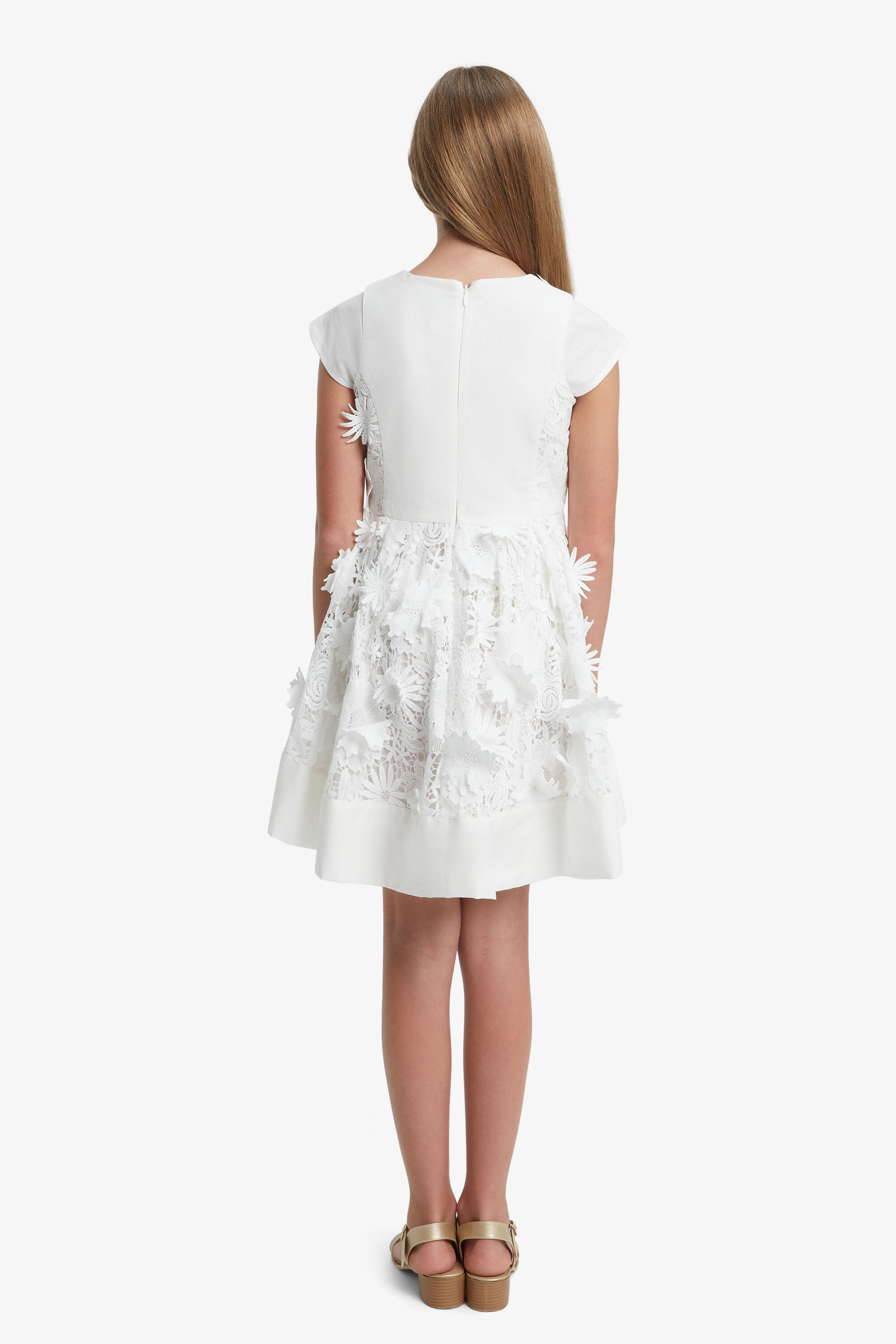 Girls Aven Starlet Dress In Orchid White Bardot Junior