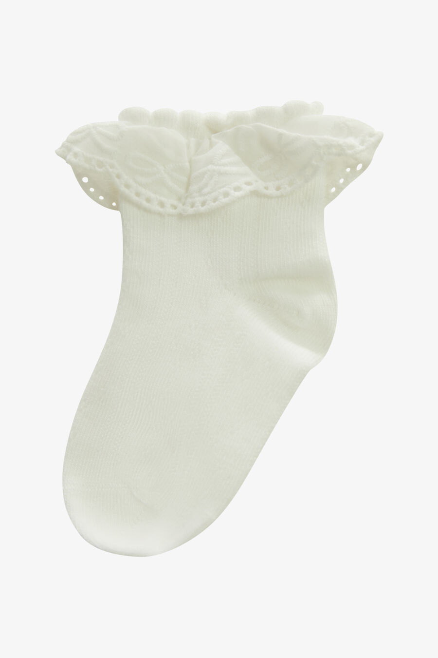 GIRLS CREW ONE FRILL SOCK in colour WHITE