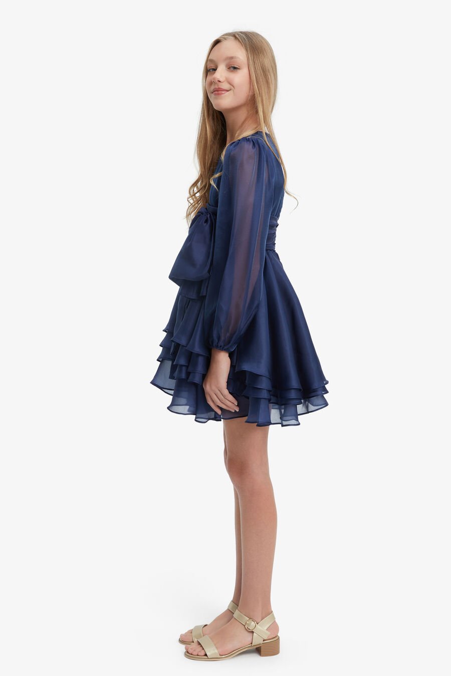ENYA ORGANZA MINI DRESS in colour NAVY