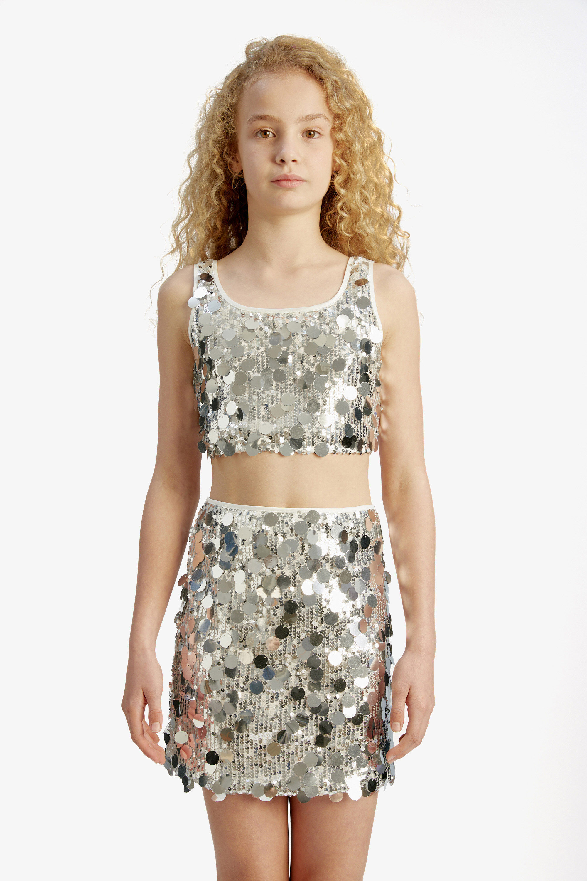 Girls silver sequin top best sale