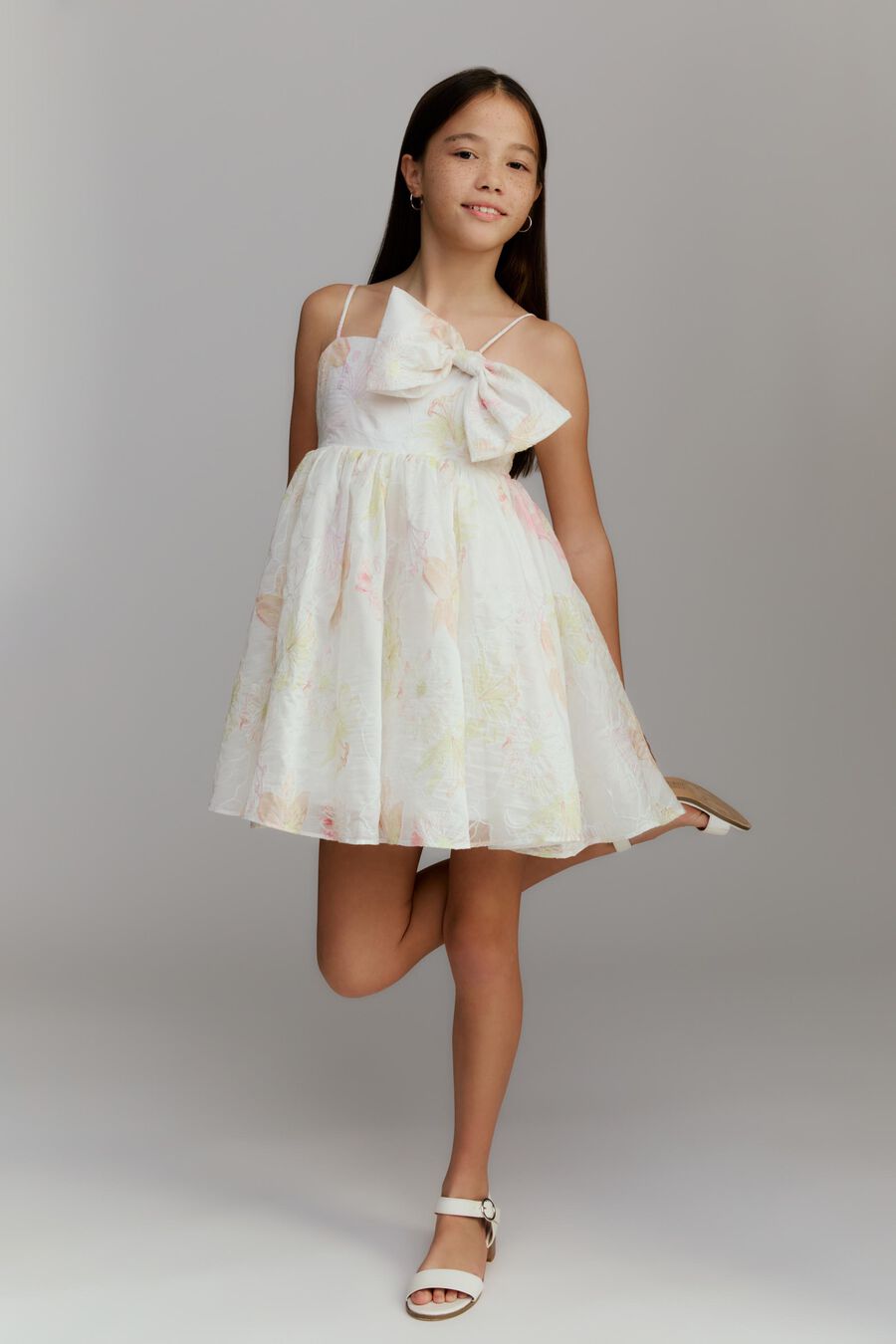 ANAIS BOW MINI DRESS in colour White