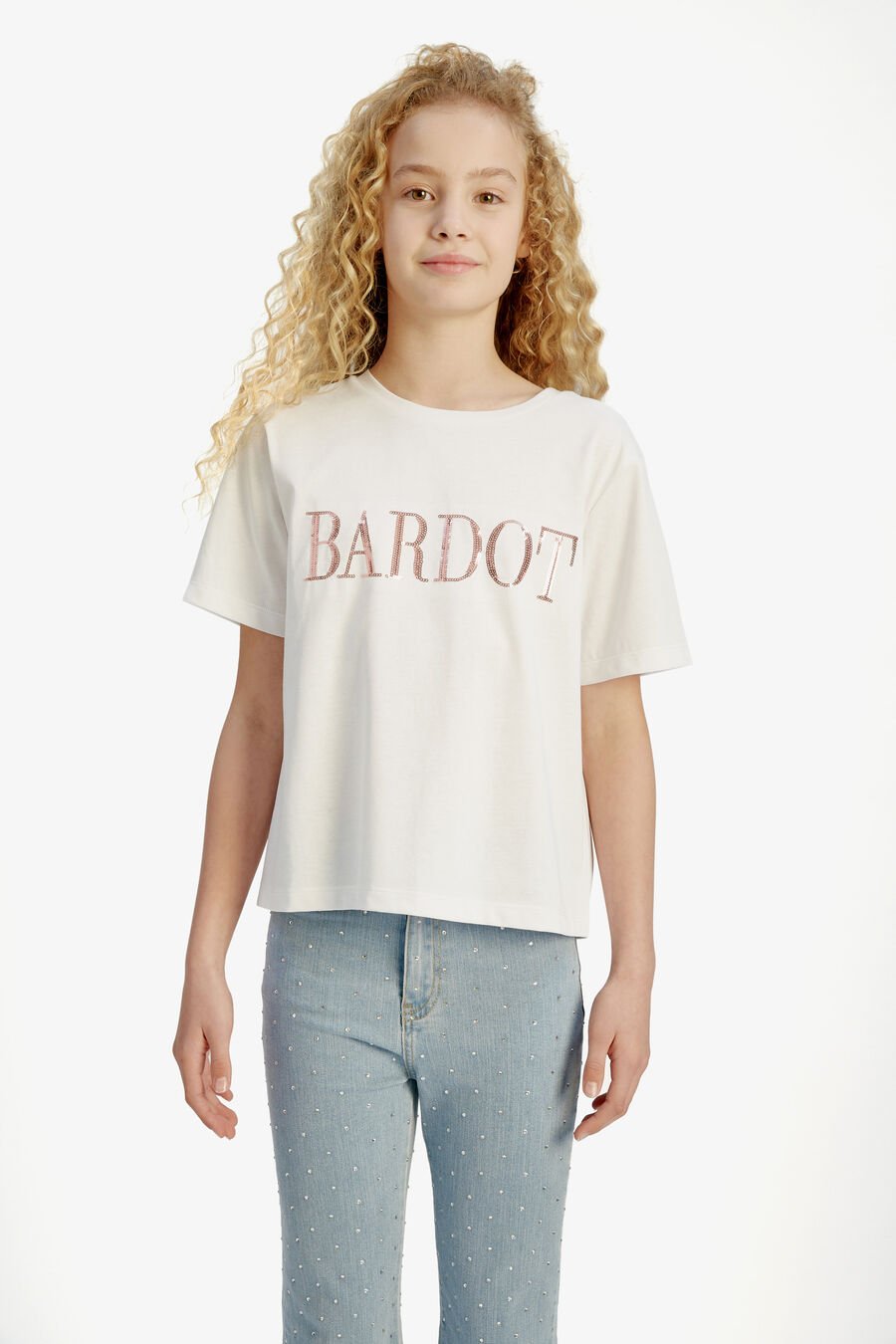 BARDOT SEQUIN TEE in colour PINK