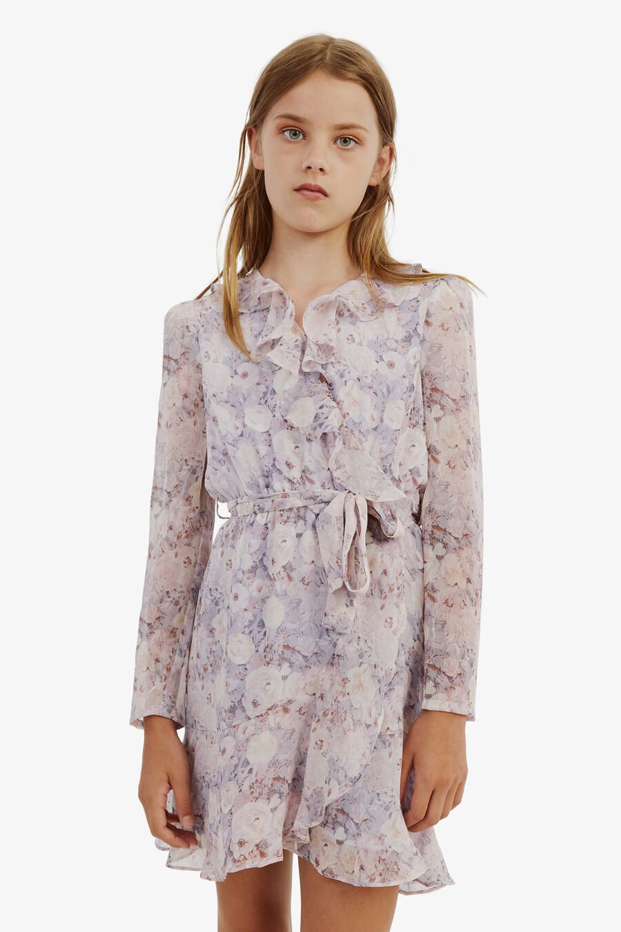 FLORAL WRAP DRESS in colour LILAC FLORAL