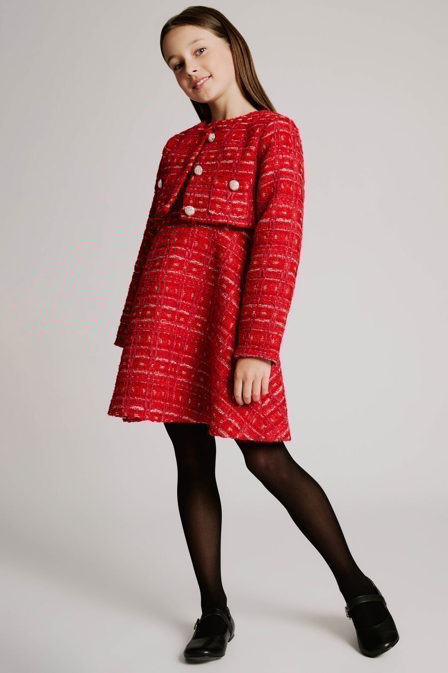 SUTTON BOUCLE CROP JACKET in colour RED