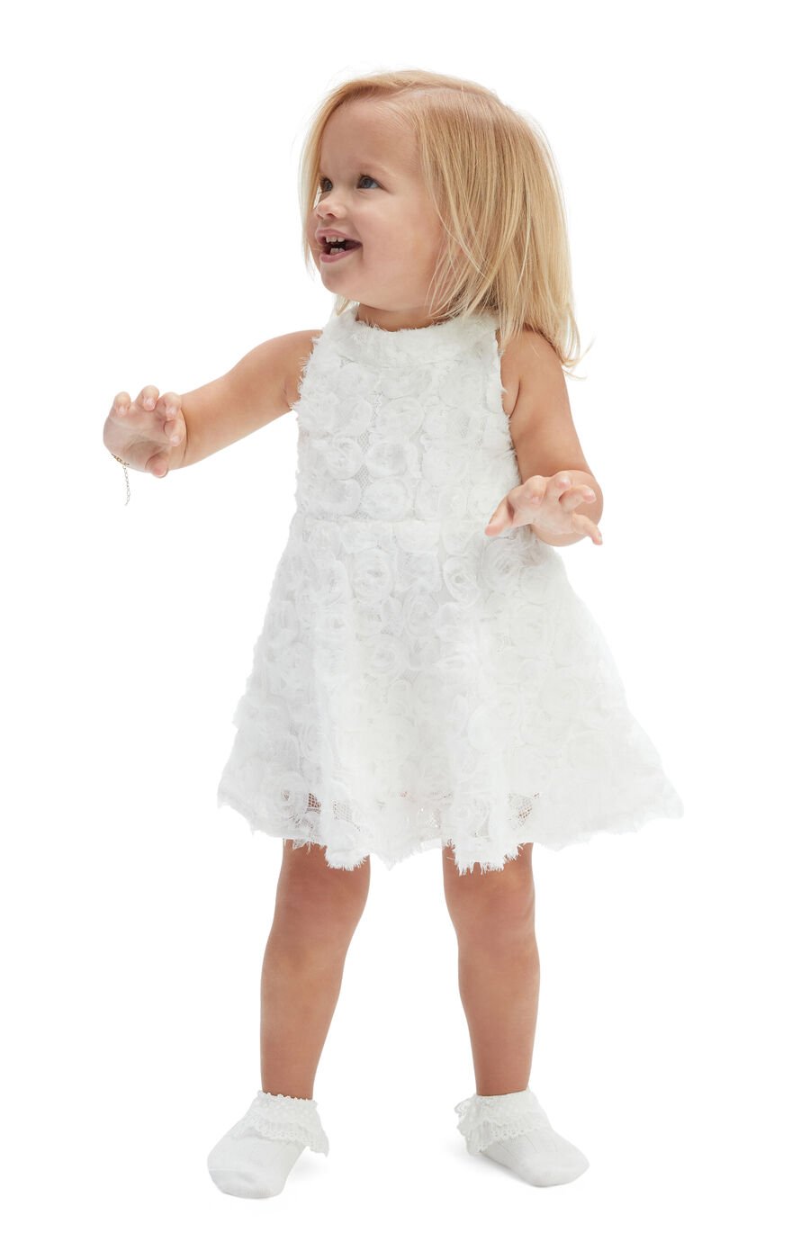 LIZELLE ROSETTE DRESS in colour ORCHIDWHT