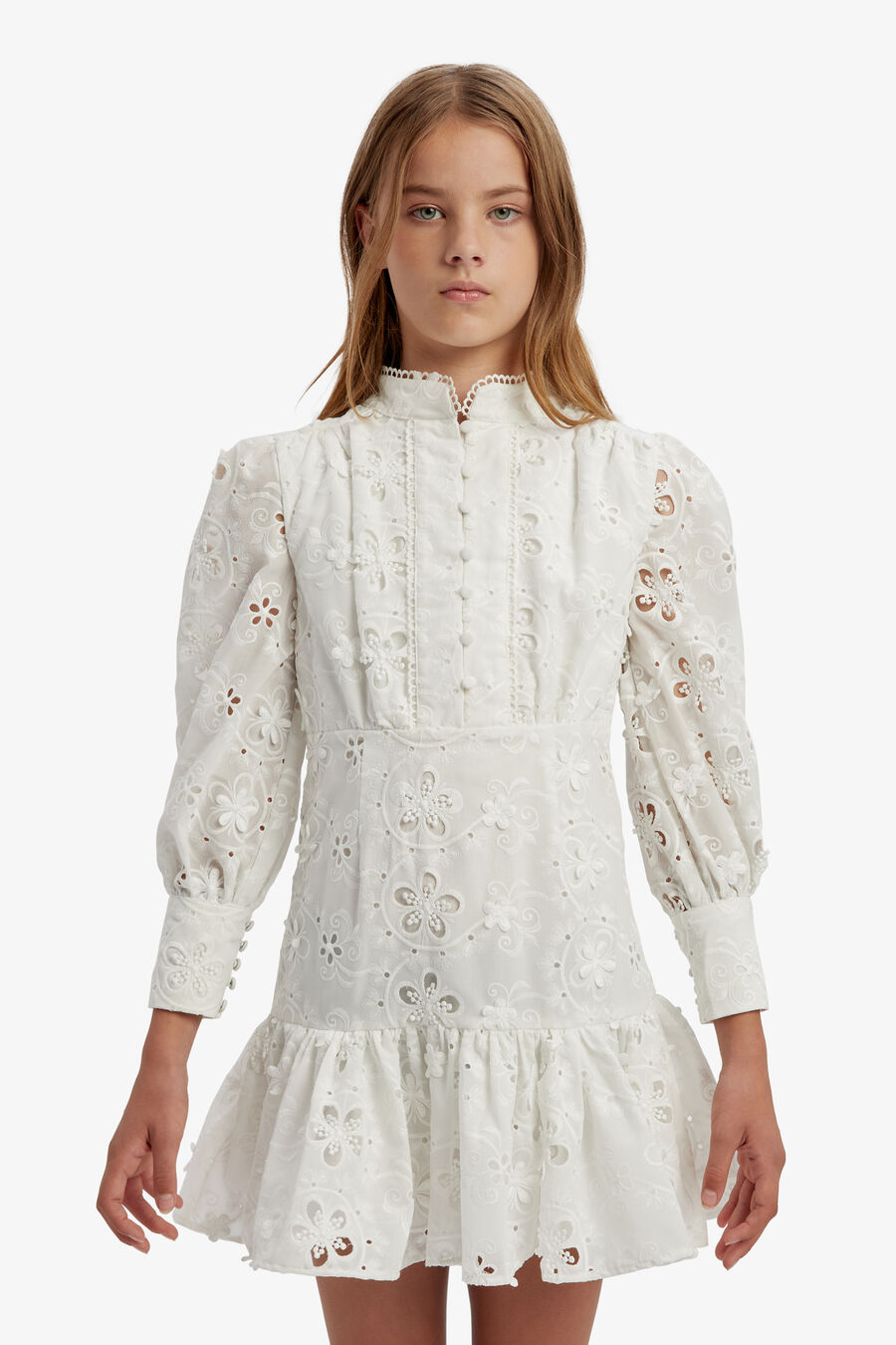 TALINA EMBROIDERED DRESS in colour Orchid White