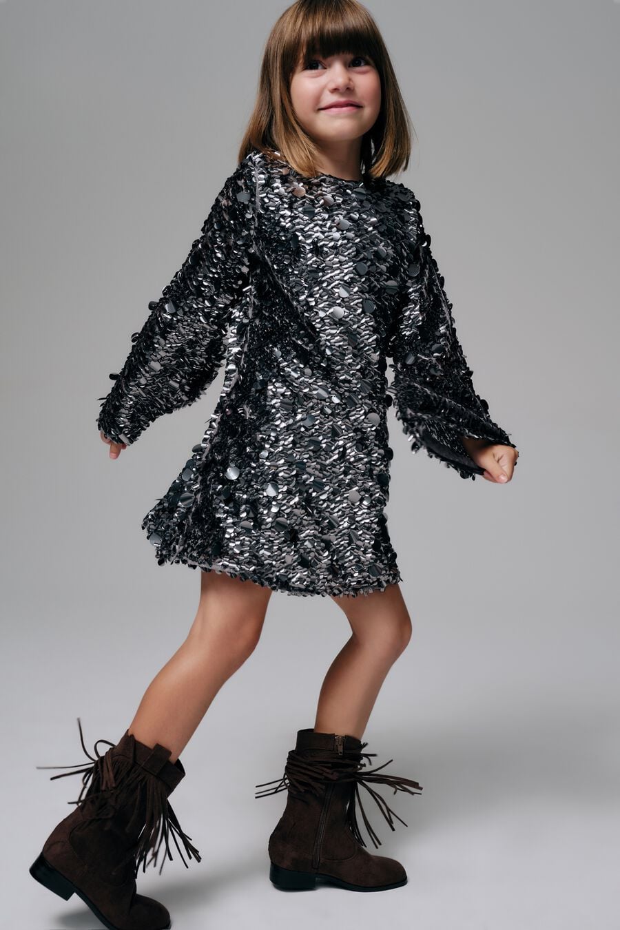 ARIA SEQUIN DRESS in colour Silver Grey