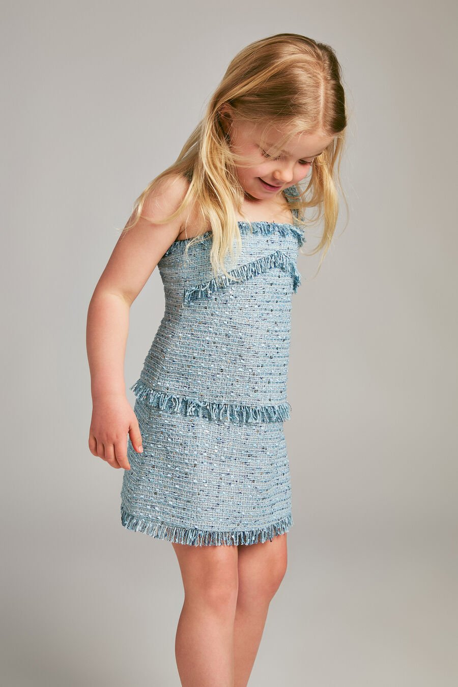 JAYDE BOUCLE DRESS in colour Blue