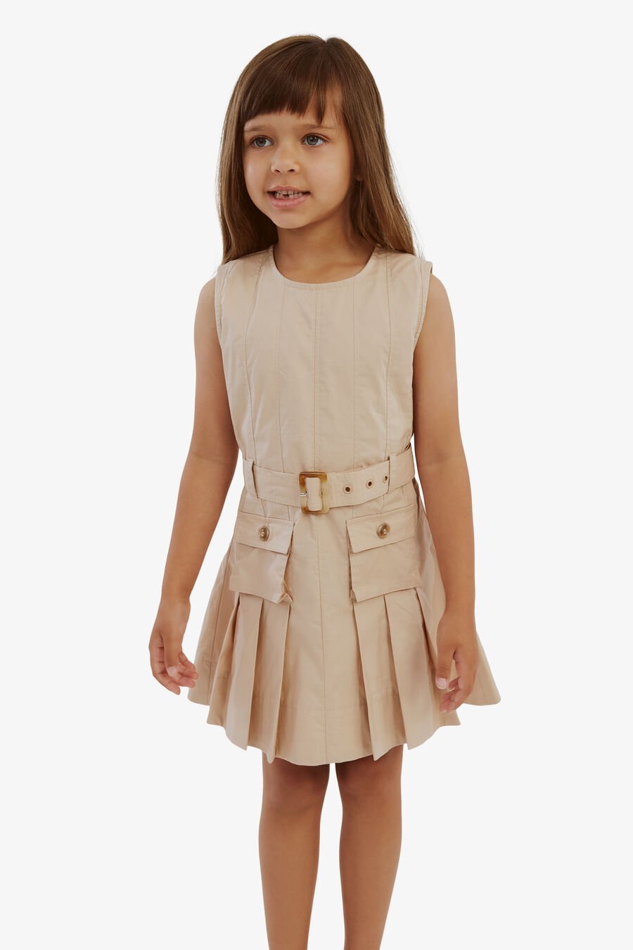 GREER POPLIN DRESS in colour TAN