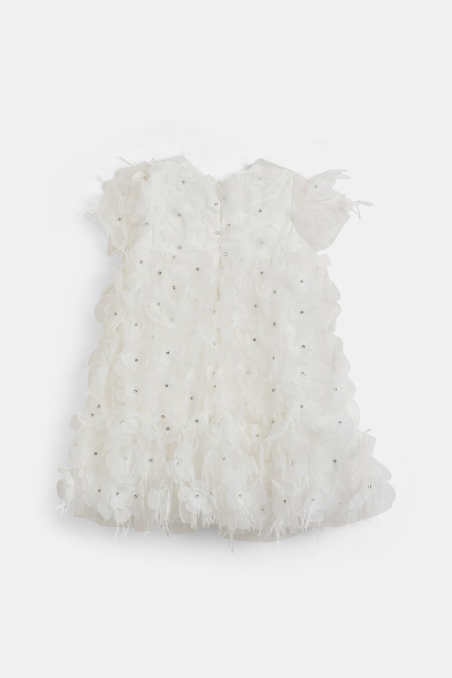 FLOWER DIAMATE TIERED DRESS in colour White