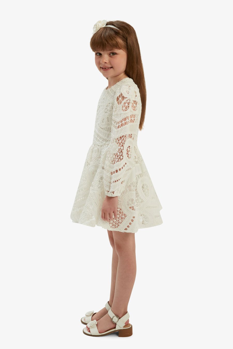 MARGOT CROCHET LACE DRESS in colour ORCHIDWHT