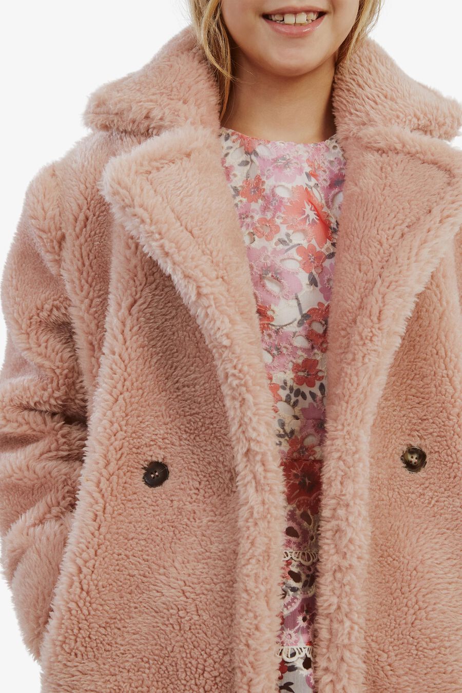 THE TEDDY COAT in colour DUSTY ROSE