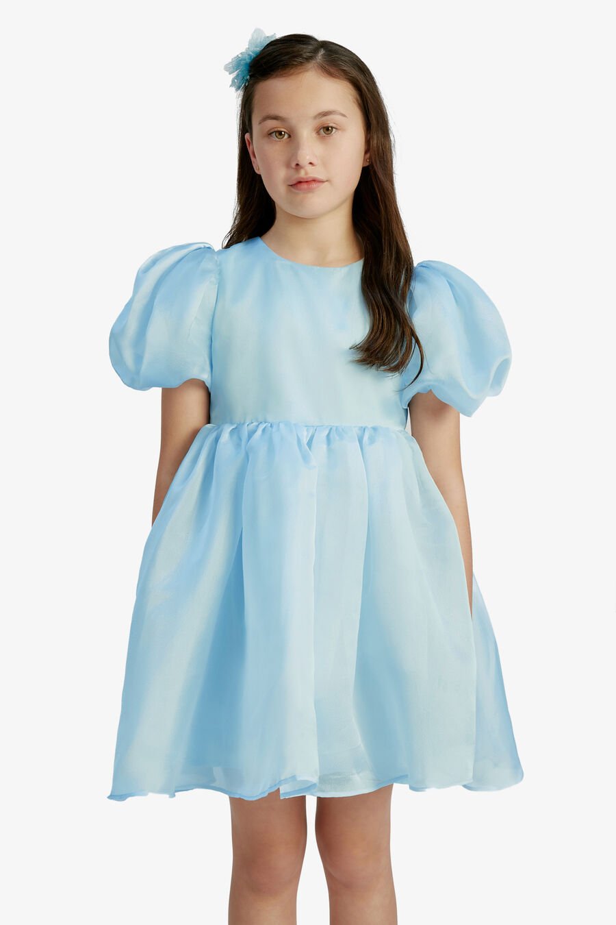 JULIET ORGANZA MINI DRESS in colour SOFTBLUE