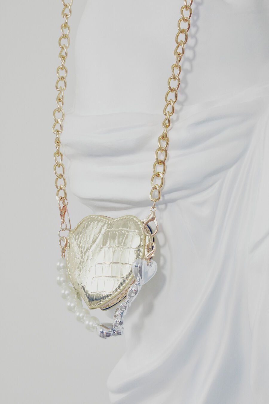 Girls Metallic Heart Bag