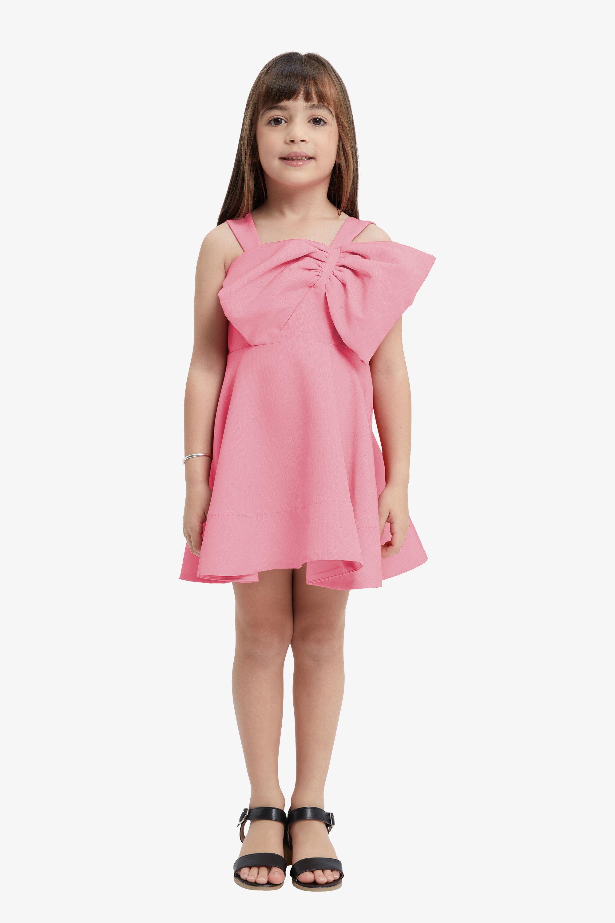 Girls Stefania Mini Bow Dress In Bliss Pink Bardot Junior