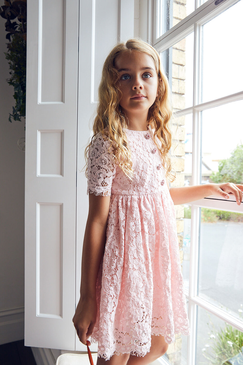 Girls BAILEE LACE DRESS IN BABY PINK