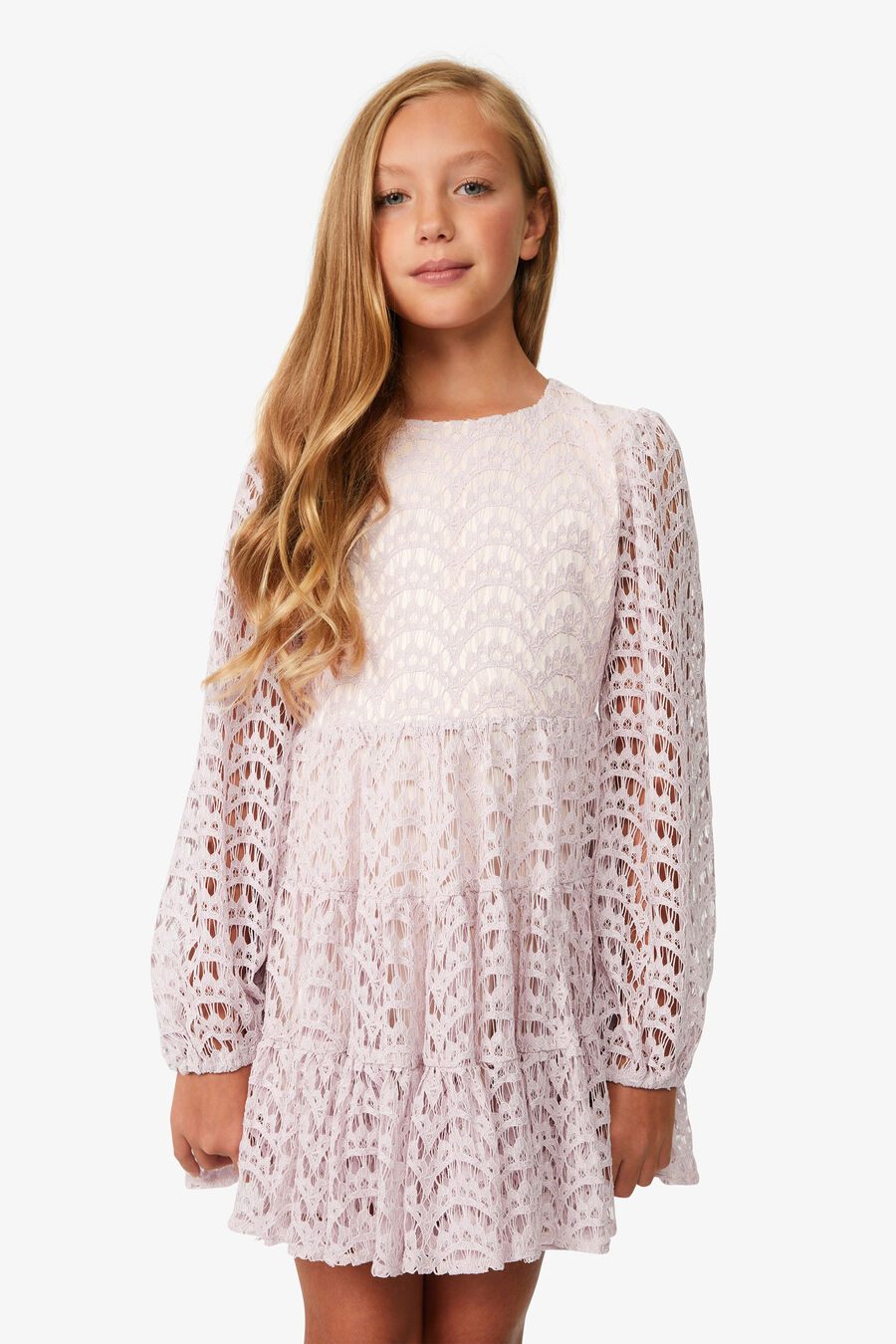 ELLA LACE DRESS in colour DUSTY PINK