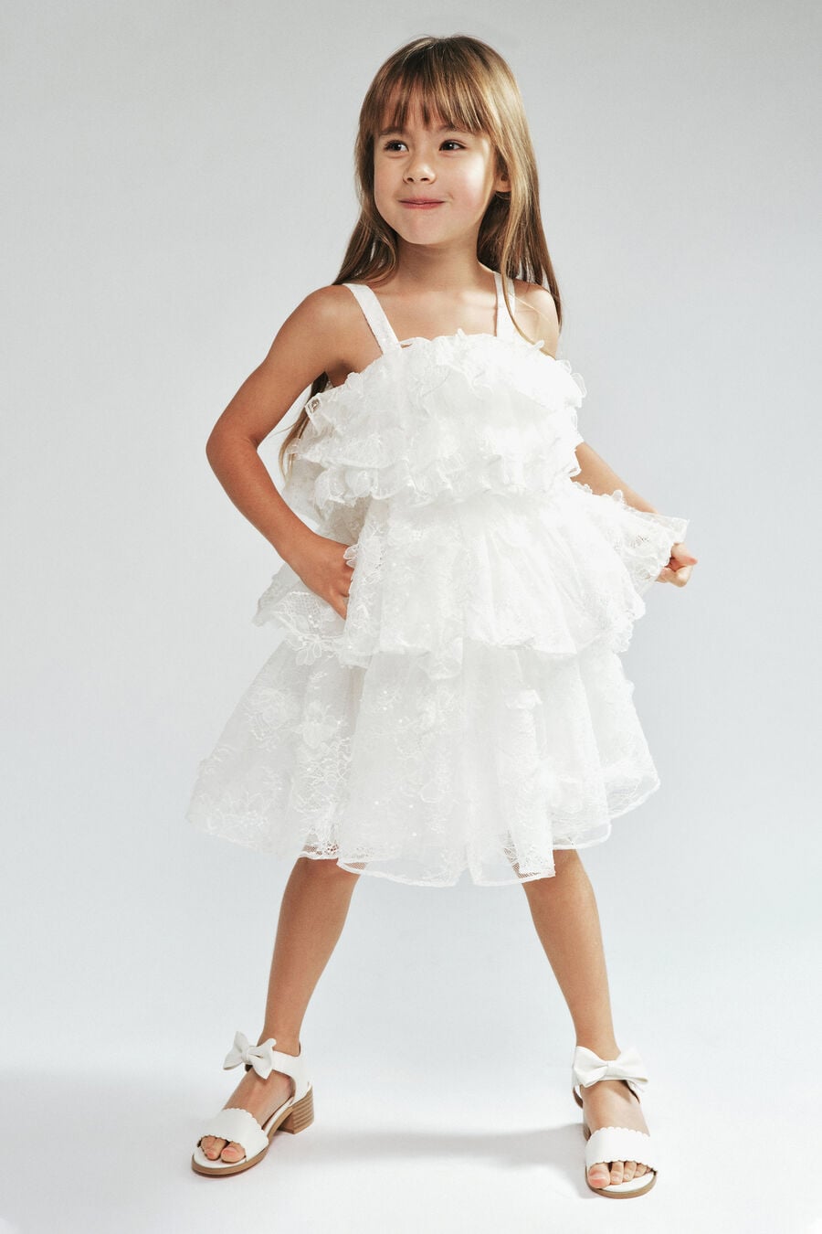 Girls Marina Tiered Lace Dress