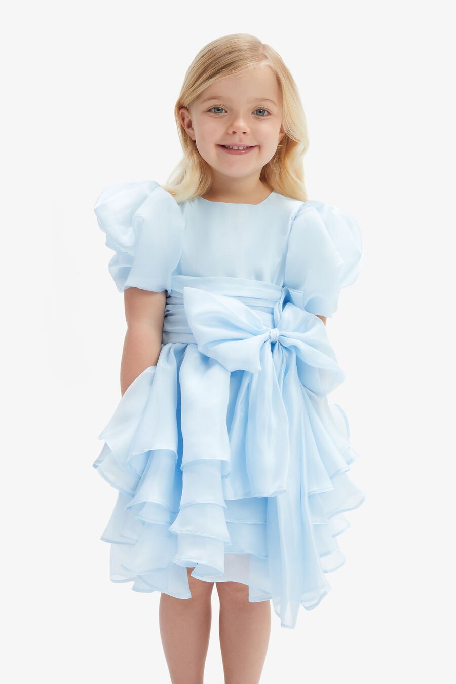 ANNABELLA  ORGANZA MINI DRESS in colour DUSTYBLUE