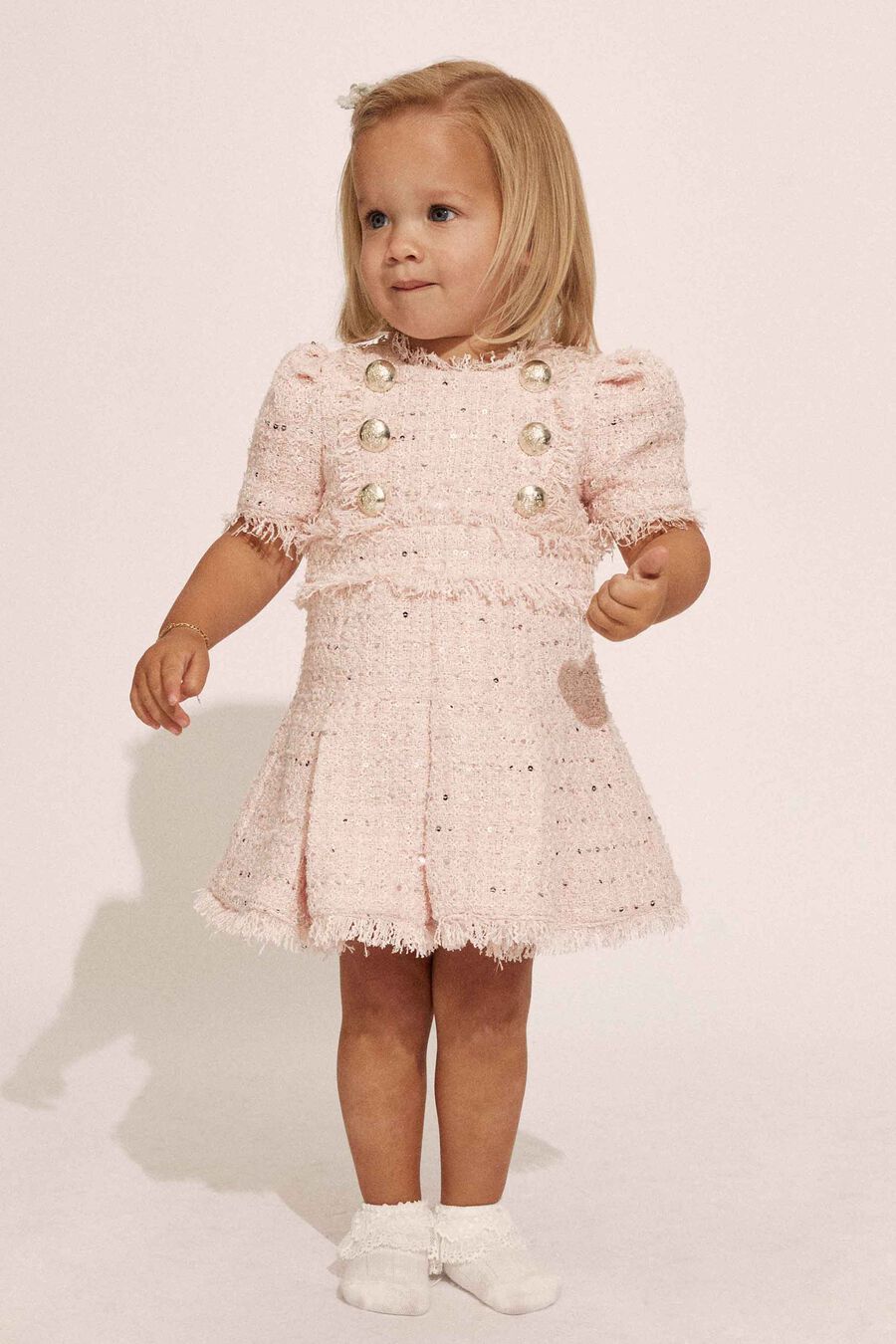 RILEY BOUCLE DRESS in colour PINK
