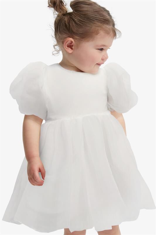 BABY GIRL JULIET ORGANZA MINI DRESS IN ORCHID WHITE