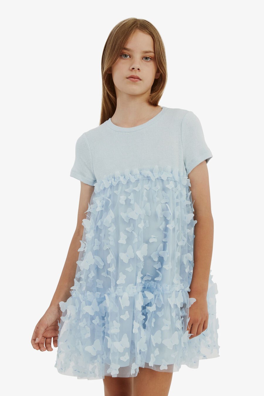 MATTIE TIERED DRESS in colour SKY BLUE