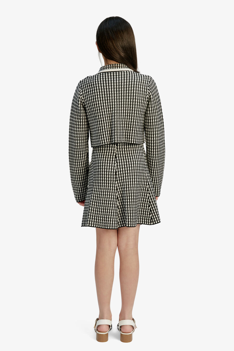 GINGHAM KNIT JACKET in colour Black/White