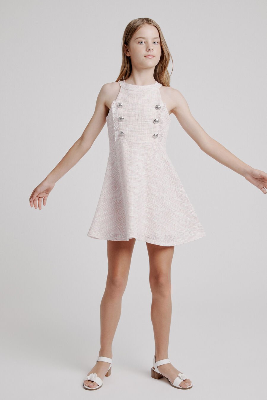 ROMA BOUCLE DRESS in colour Heavenly Pink