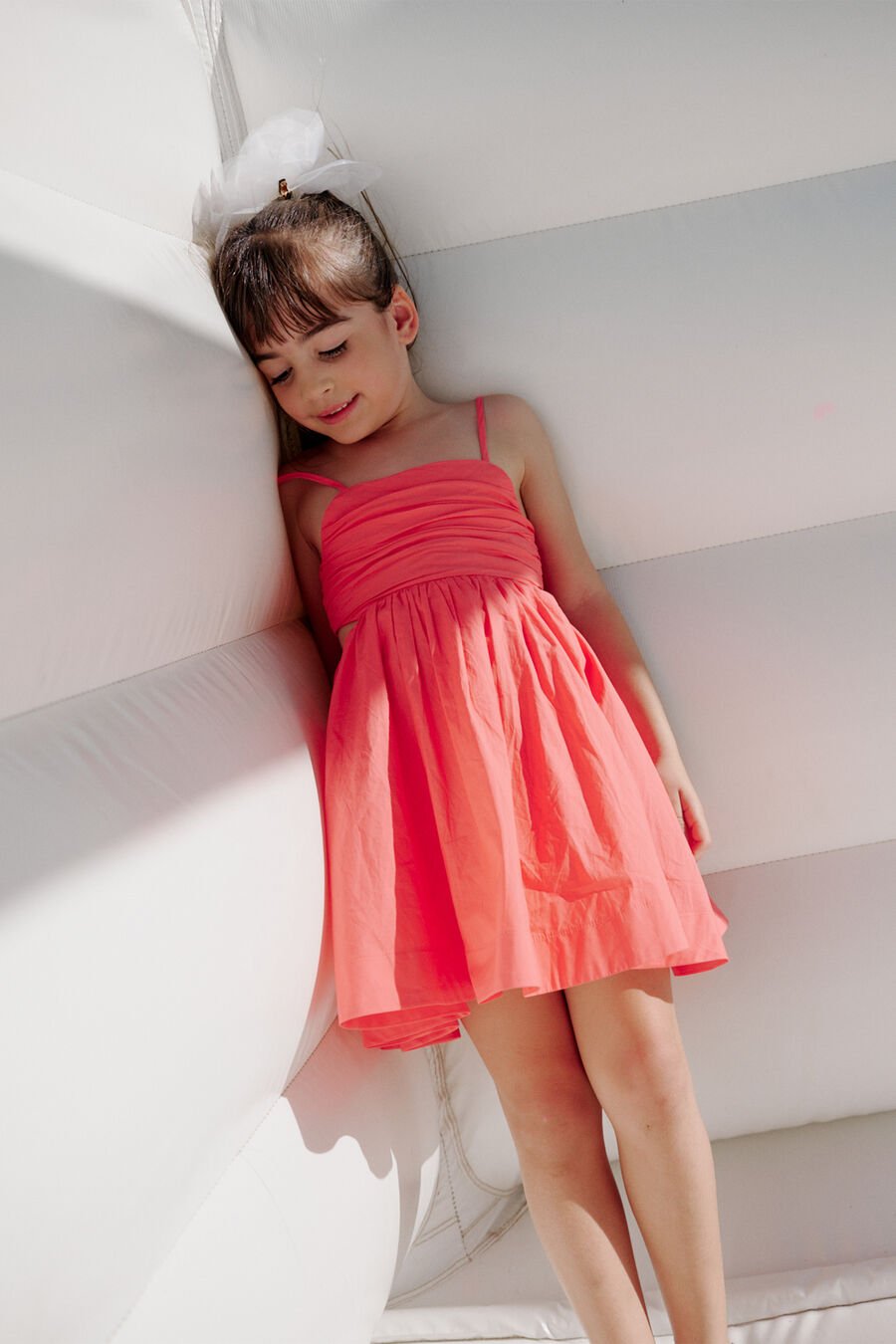 ZARELA POPLIN DRESS in colour MELON