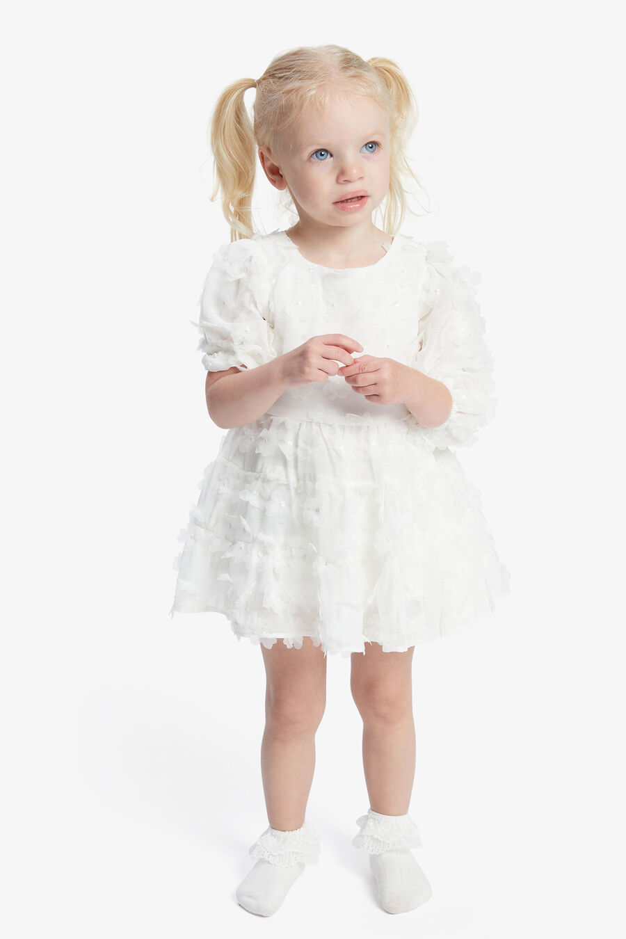 SIENNA TIERED LACE DRESS in colour ORCHIDWHT