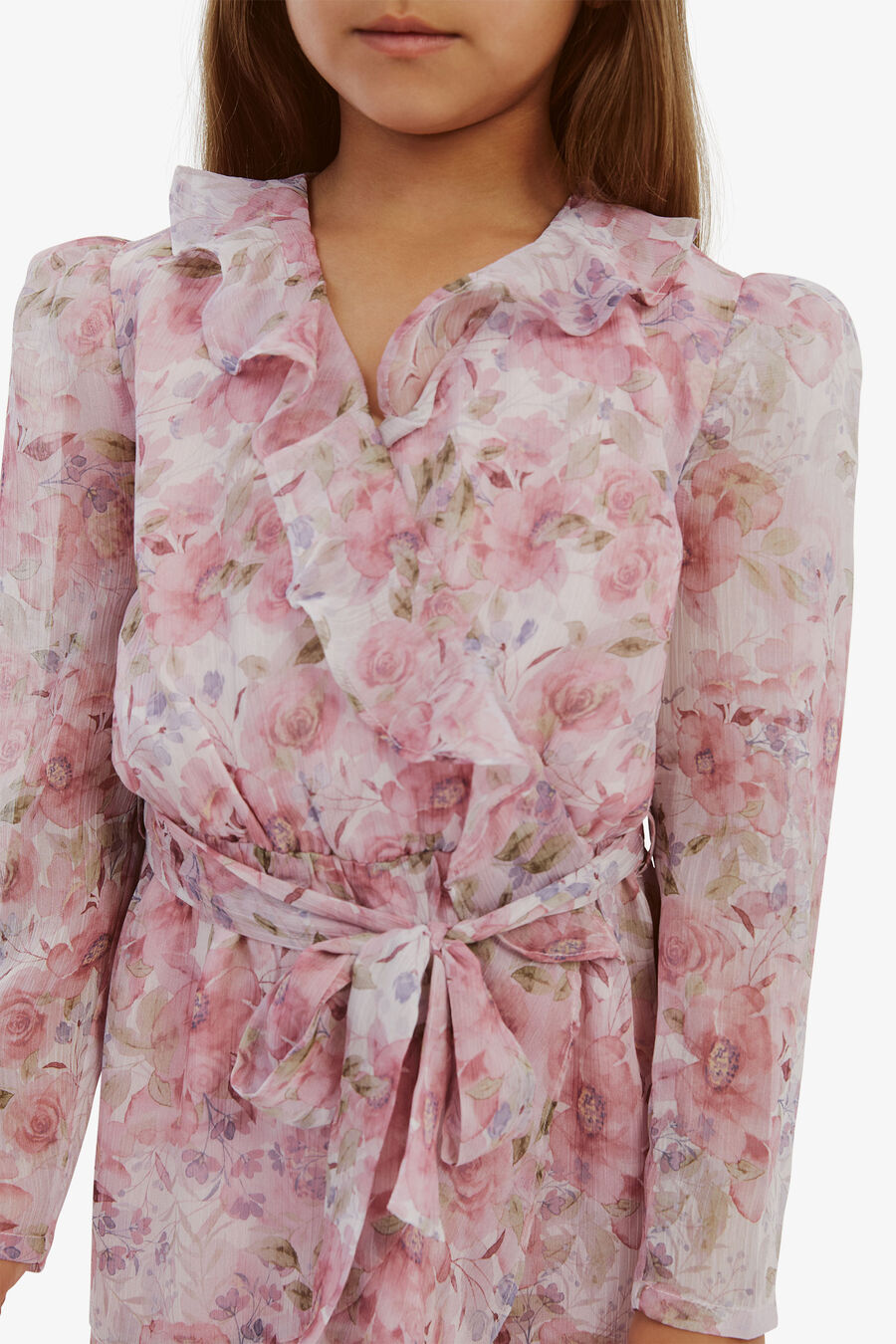 FLORAL WRAP DRESS in colour PINK BLOOM