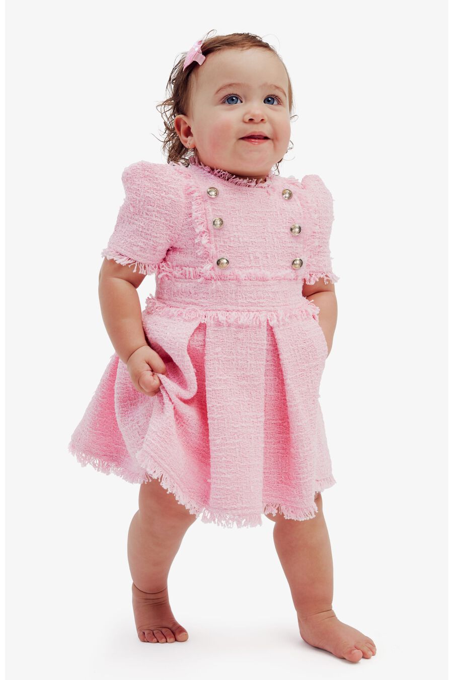 BRIELLE BOUCLE DRESS in colour SOFT PINK