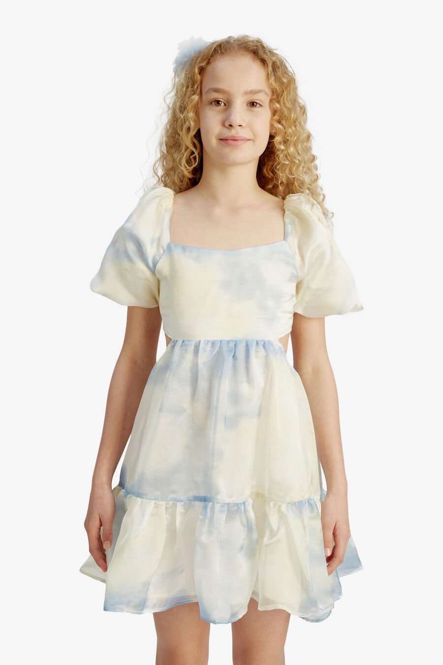 ELLORY MINI DRESS in colour Baby Blue Floral
